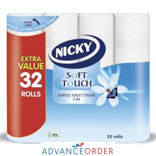 Nicky Soft Touch 2ply Toilet Rolls-1x32