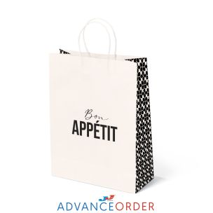 JJ "Bon Appetit" Medium White Paper Carrier Bags with Twisted Handle 1x100