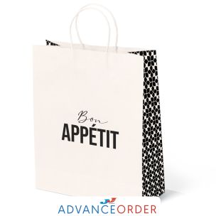 JJ "Bon Appetit" Large White Paper Carrier Bags with Twisted Handle 1x100