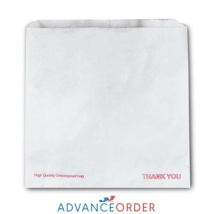 White Printed "Thank You" Grease Resistant Bags (7"x7") 1x1000