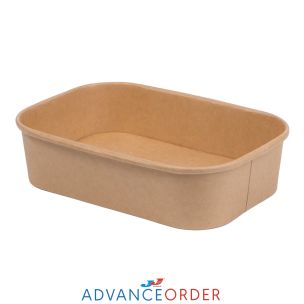 500ml Kraft Rectangular Food Container Lid Ref CON222 1x300