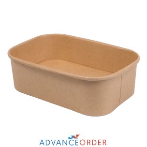 650ml Kraft Rectangular Food Container (Lid Ref CON222) 1x300