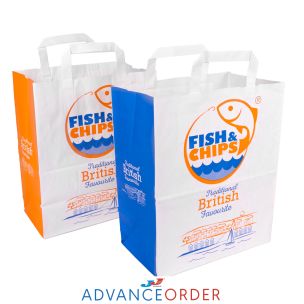 Fish & Chips Large Paper Carrier Bags (260x285x140mm) 1x125