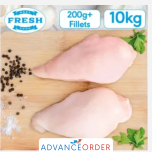 JJ Fresh Halal Chicken Breast Fillets Without Inner Fillets (200g+)-2x5kg