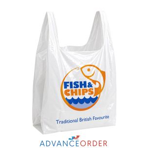 Fish & Chips Medium Vest Carrier Bags 260x130x450mm 1x500
