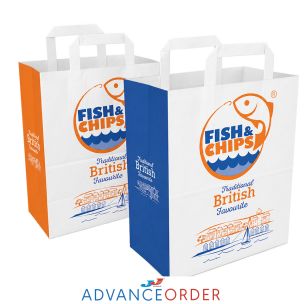 Fish & Chips Large Paper Carrier Bags 260x285x140mm 1x125