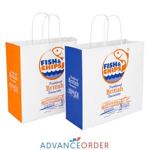 Fish & Chips Large Twisted Handle Paper Carrier Bags 360x310x155mm 1x125
