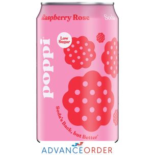 poppi Raspberry Rose Sparkling Soda Cans 24x330ml
