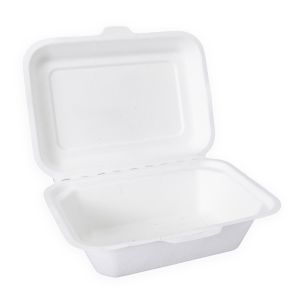 JJ 7"x5" White Bagasse Food Box (183x135x65mm) 1x250