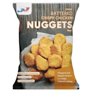 JJ Halal Battered Crispy Chicken Nuggets 1x2kg