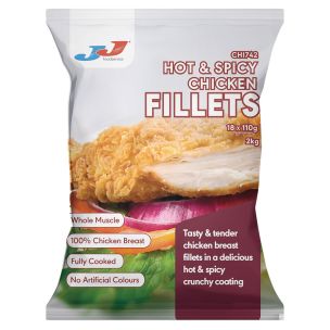 JJ Halal Whole Muscle Hot&Spicy Chicken Fillets 18x110g