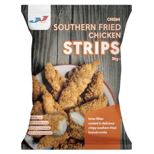 JJ Halal Whole Muscle Crispy Southern Fried Chicken Strips-1x2kg