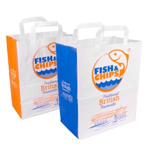 Fish & Chips Large Paper Carrier Bags (260x285x140mm) 1x125