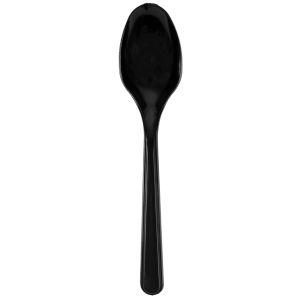 Black Premium Reusable Heavy-Weight Black Dessert Spoon 10x100