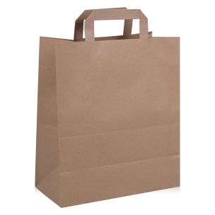 JJ Premium Large Brown Paper Carrier Bags with Flat Handles 1x250