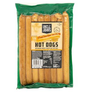 Uncle Johns Halal Chicken and Turkey Hot Dogs 8x80g