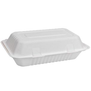 JJ 10"x7" White Bagasse Food Box (250x165x83mm) 1x200