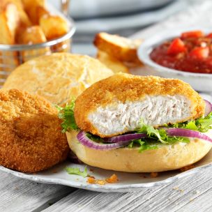 Rosie & Jim Gluten Free Raw Breaded Chicken Burgers 85-95g 1x1kg