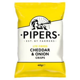 Pipers Lye Cross Cheddar & Onion Crisps 24x40g