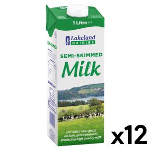Lakeland UHT Semi Skimmed Milk-12x1L