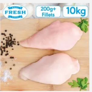 JJ Fresh Halal Chicken Breast Fillets Without Inner Fillets (200g+)-2x5kg