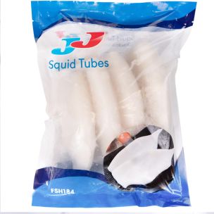 JJ IQF Cleaned Squid Tubes (U5) (30%Glaze)-1x1kg