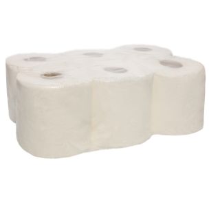 2 Ply Centrefeed White Rolls 15.7cmx80m 1x6