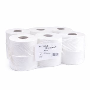 Promod 2ply Mini Jumbo White Toilet Rolls 2.25 Core 1x12