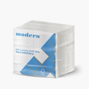 Modern Paper White Serviettes 2ply 40cm 1/8 Fold 16x125