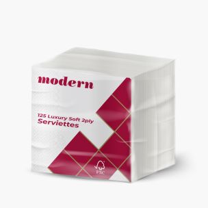 Modern Paper White Serviettes 2ply 40cm 1/4 Fold 16x125