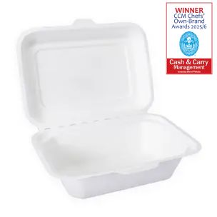 JJ 7"x5" White Bagasse Food Box 183x135x65mm 1x250