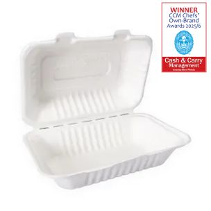 JJ 9"x6" White Bagasse Food Box 230x158x80mm 1x250