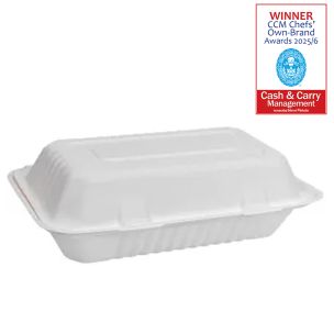 JJ 10"x7" White Bagasse Food Box 250x165x83mm 1x200