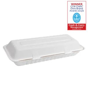 JJ 13"x6" White Bagasse Fish & Chip Box 334x152x74mm 1x200