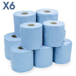 2 Ply Centrefeed Blue Rolls 15.7cmx80m 1x6