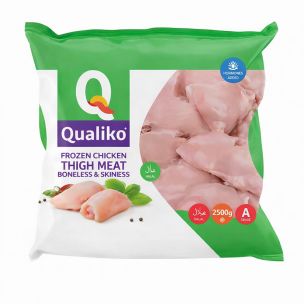 IQF Halal Raw Skinless Boneless Chicken Thigh Meat-1x2.5kg
