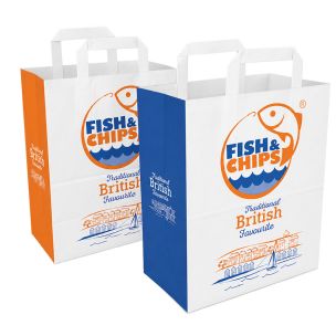 Fish & Chips Large Paper Carrier Bags 260x285x140mm 1x125
