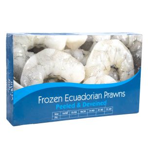Aquafish Raw Ecuadorian Vannamei Prawns P&D 21/25, 900g net 6x1kg
