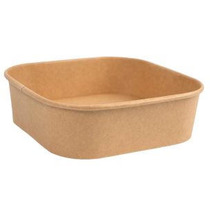 500ml Kraft Square Food Container Lid Ref CON249 1x300