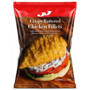 JJ Halal Whole Muscle Battered Chicken Breast Fillets 18x115g
