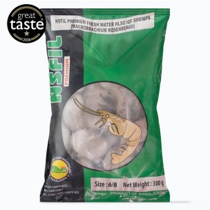 NSFIL Premium EZP, IQF HLSO King Prawns 6/8, 300g net 1x500g