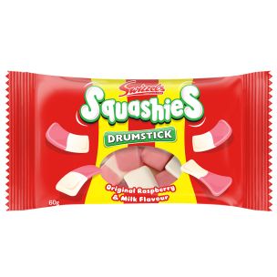 Swizzels Squashies Drumsticks Original Raspberry & Milk Flavour 30x60g