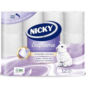 Nicky Supreme 3ply Toilet Tissue Rolls-12x5