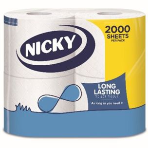 Nicky Jumbo Long Lasting 2ply Toilet Tissues-8x4