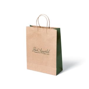 JJ "Bon Appetit" Small Brown Paper Carrier Bags with Twisted Handle 1x100