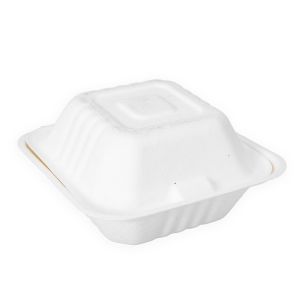 JJ 6" White Bagasse Burger Box (152x152x75mm) 1x500