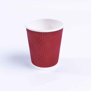 JJ 8oz Red Ripple Wall Paper Hot Cup (Lid Ref CUP264/CUP269/CUP156) 1x250