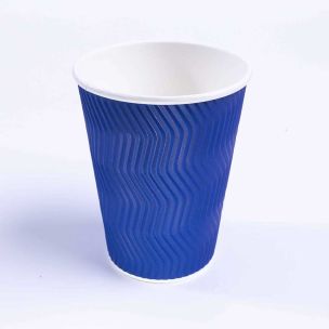 JJ 12oz Navy Blue Ripple Wall Paper Hot Cup (Lid Ref CUP265/CUP270/CUP158) 1x250