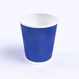 JJ 8oz Navy Blue Ripple Wall Paper Hot Cup (Lid Ref CUP264/CUP269/CUP156) 1x250