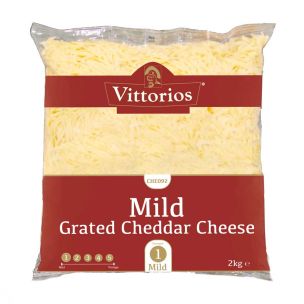 Vittorios Mild Grated Cheddar Cheese-1x2kg